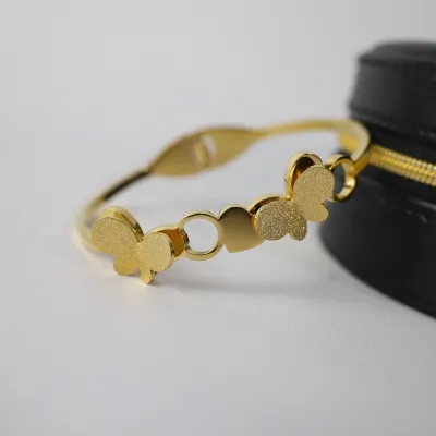 Elegant Style Heart Butterfly Charm Cuff Bracelet